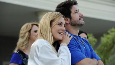 Atores Adriana Esteves e Murilo Benício em cena de novela