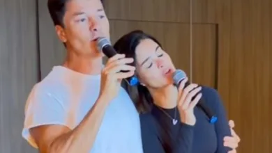 Rodrigo Faro e Vera Viel juntos em momento de celebração