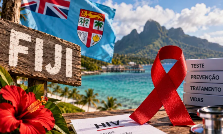 Bandeira e cenário de Fiji