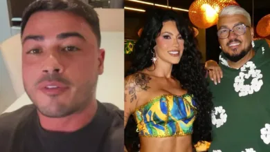 Rayane Figliuzzi e o cantor Belo em evento público