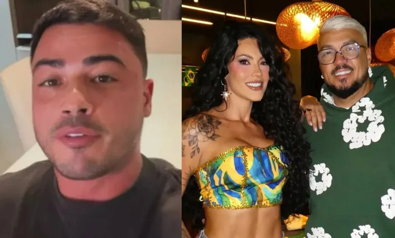 Rayane Figliuzzi e o cantor Belo em evento público
