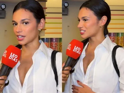 Alane Dias em entrevista durante evento cultural
