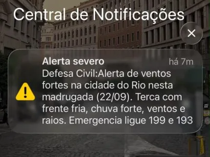 Defesa Civil emite alerta para ventos fortes e chuva no Rio de Janeiro