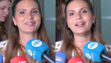 Aline Barros durante entrevista nos bastidores